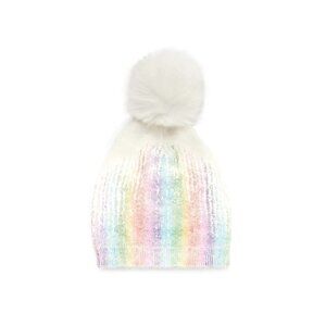 ADRIENNE LANDAU Metallic Beanie Rainbow Hat White Size OS